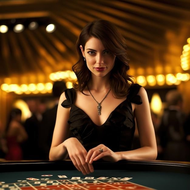 Live Casino Baccarat Table ဒိုင်နှင့်ကစားနေသောမြင်ကွင်း